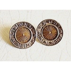Vintage 1970s Italian Louis Ciocchetti Zodiac Horoscope Calendar Modern Earrings
